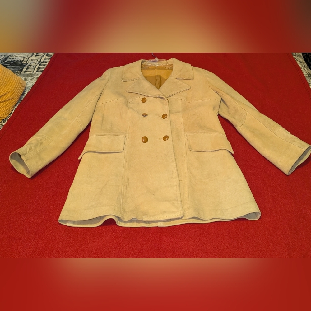 Vintage Sears Women's Beige Suede Pea Coat